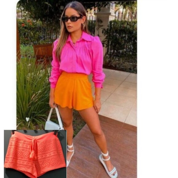 No Boundaries Neon Orange Shorts​​​​​​ - Picture 1 of 7